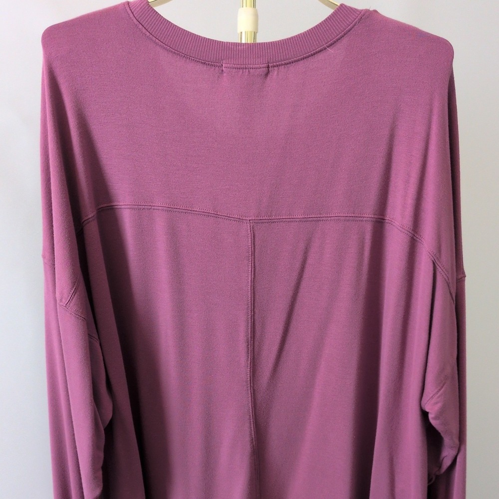 Kinesis Pullover Sweatshirt Women 3X Purple Thumbhole Kangaroo Pocket Side Slit - Picture 6 of 12